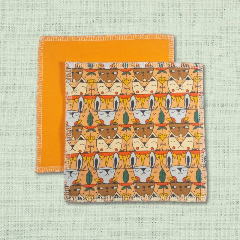 Feuchttücher - Waschlappen 2Er Set Bio Baumwolle Bunt Wiederverwendbar Waschbar Öko "Tierparade" von Etsy - Kristallnadel