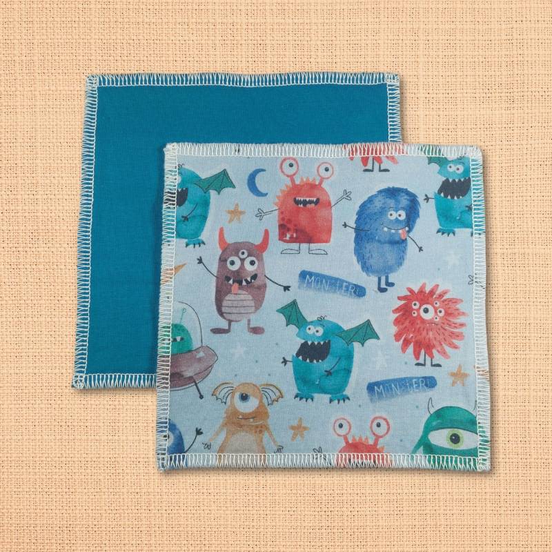 Feuchttücher - Waschlappen 2Er Set "Moster" Bio Baumwolle Bunt Wiederverwendbar Waschbar Öko von Etsy - Kristallnadel