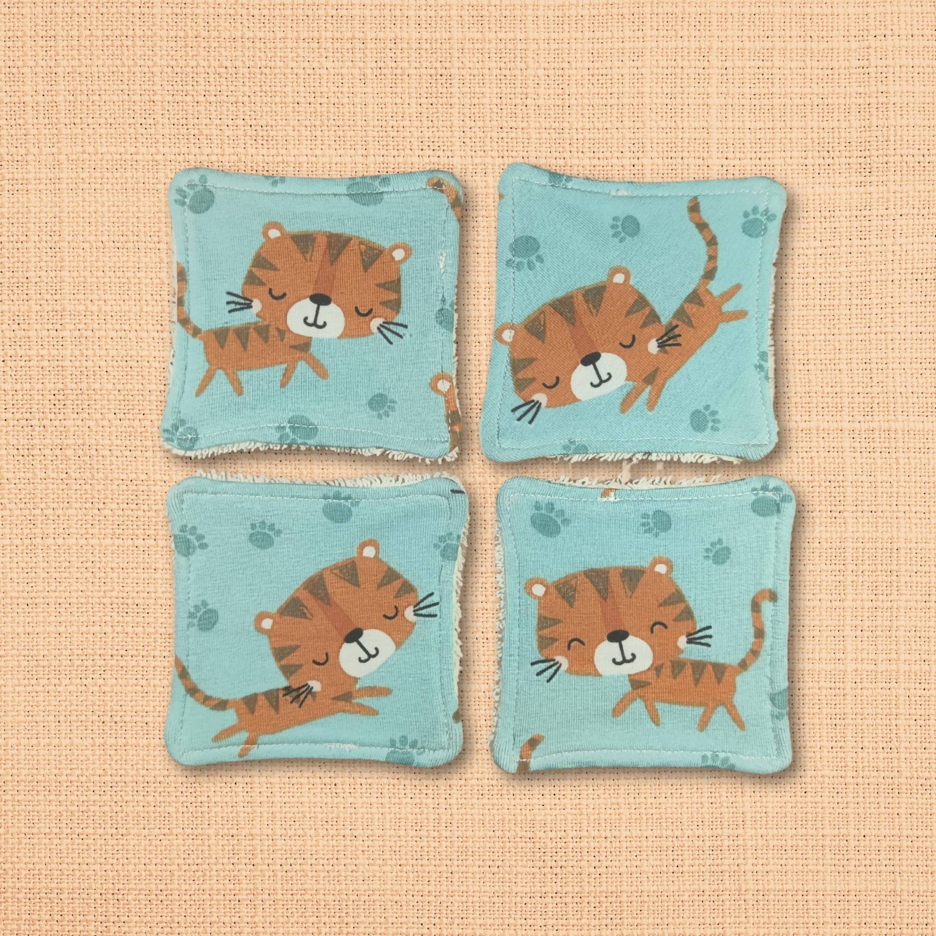 Große Kosmetikpads 4Er Set - Bio Baumwolle Bunt Waschbar Öko "Katzen" von Etsy - Kristallnadel