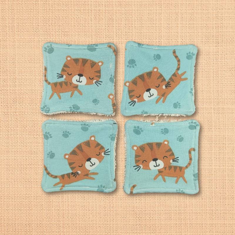 Große Kosmetikpads 4Er Set - Bio Baumwolle Bunt Waschbar Öko "Katzen" von Etsy - Kristallnadel