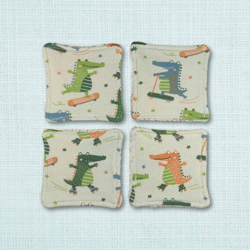 Große Kosmetikpads 4Er Set - Bio Baumwolle Bunt Waschbar Öko "Krokodile" von Etsy - Kristallnadel
