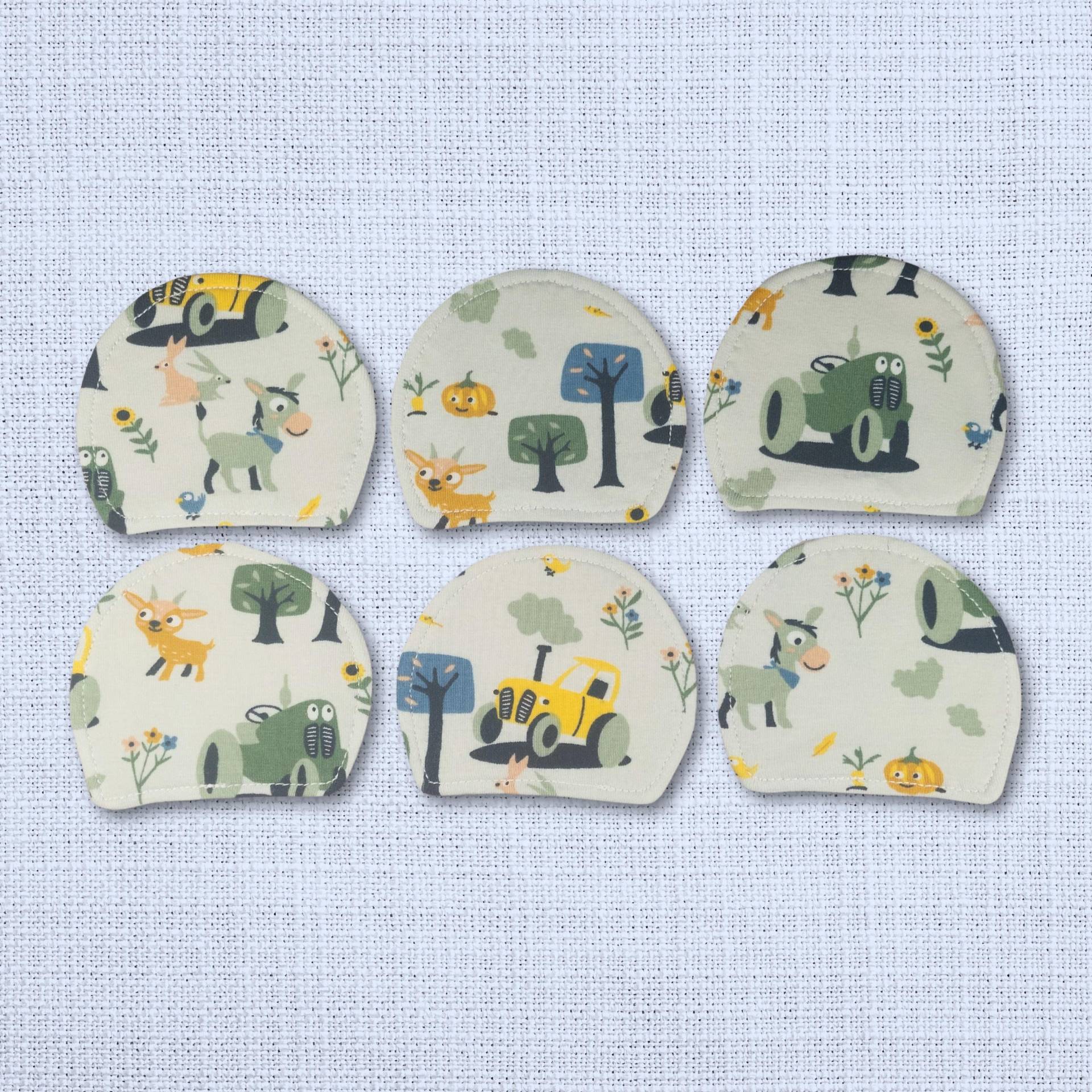 Kosmetikpads 6Er Set - Bio Baumwolle Bunt Waschbar Öko "Bauernhoftiere" von Etsy - Kristallnadel