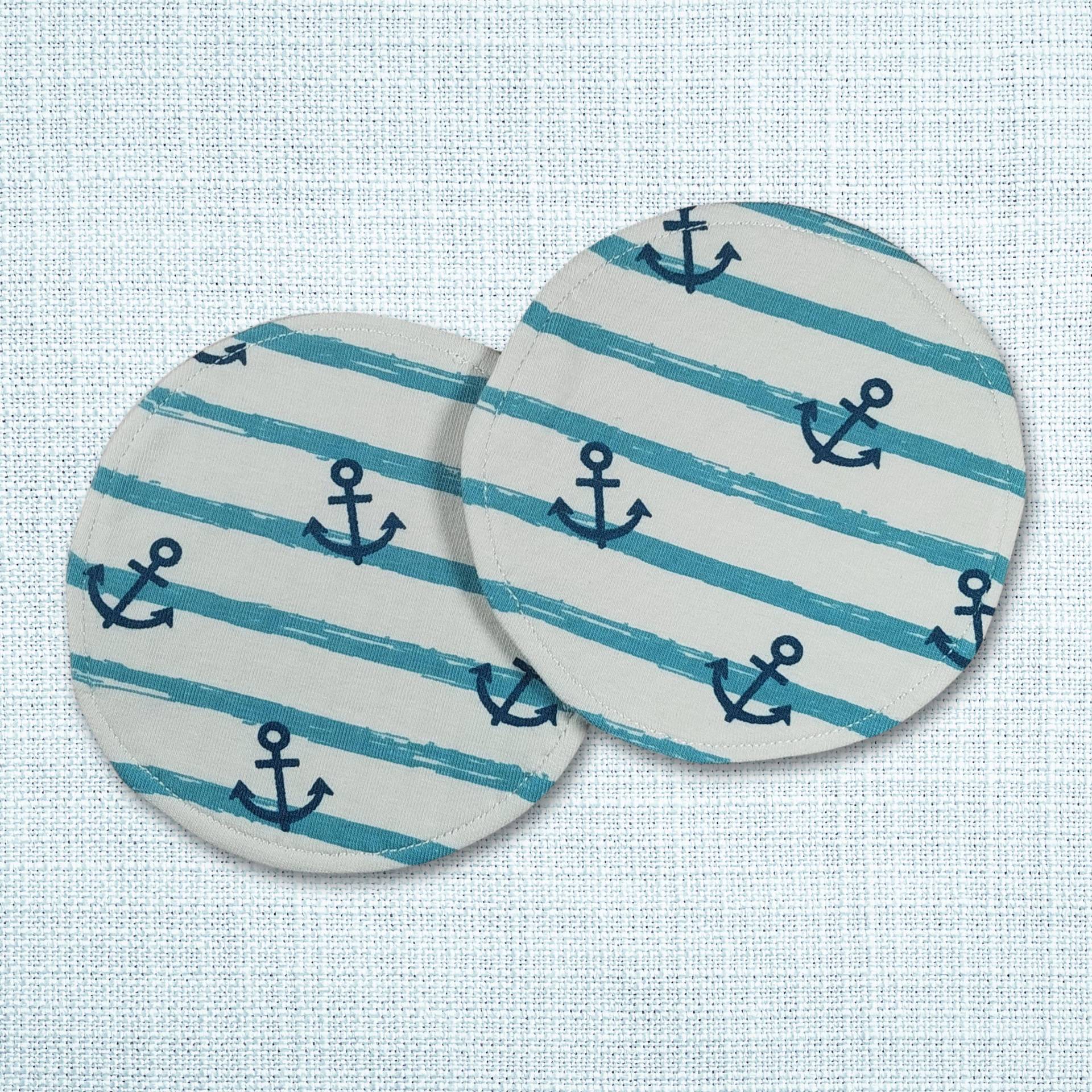 Waschbare - Wiederverwendbare Stilleinlagen Stillpads Aus Bio Öko Baumwolle "Anker" von Etsy - Kristallnadel