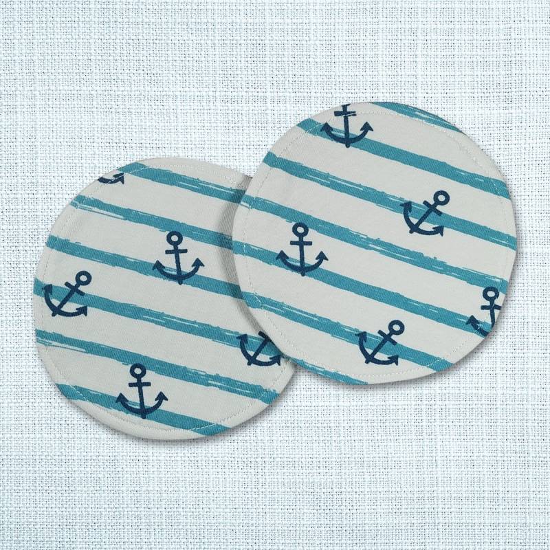 Waschbare - Wiederverwendbare Stilleinlagen Stillpads Aus Bio Öko Baumwolle "Anker" von Etsy - Kristallnadel