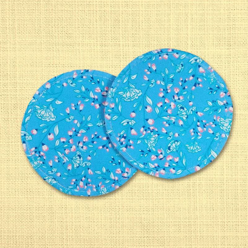 Waschbare - Wiederverwendbare Stilleinlagen Stillpads Aus Bio Öko Baumwolle "Blaue Blumen" von Etsy - Kristallnadel