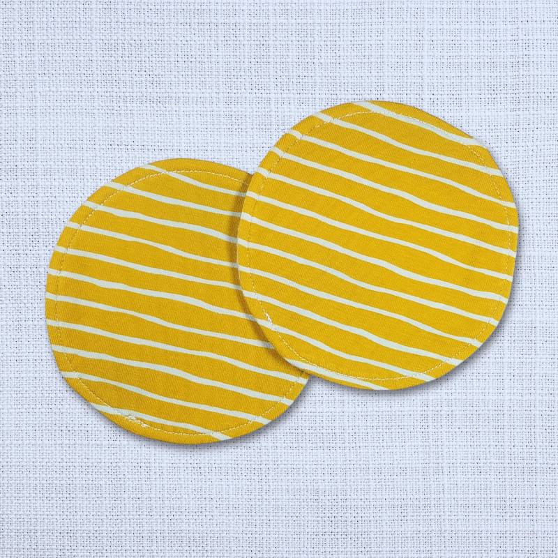 Waschbare - Wiederverwendbare Stilleinlagen Stillpads Aus Bio Öko Baumwolle "Gelb Gestreift" von Etsy - Kristallnadel