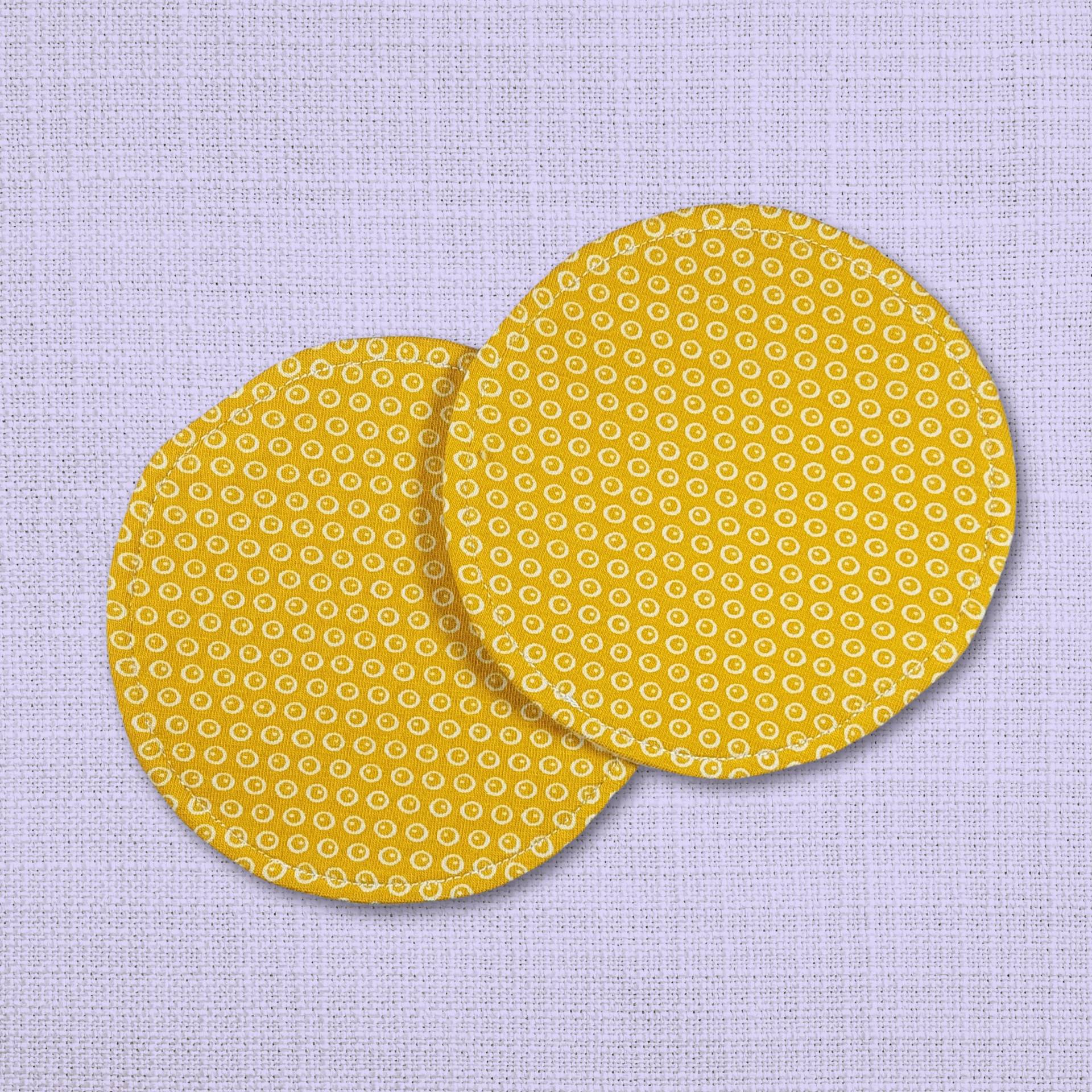 Waschbare - Wiederverwendbare Stilleinlagen Stillpads Aus Bio Öko Baumwolle "Gelbe Kringel" von Etsy - Kristallnadel