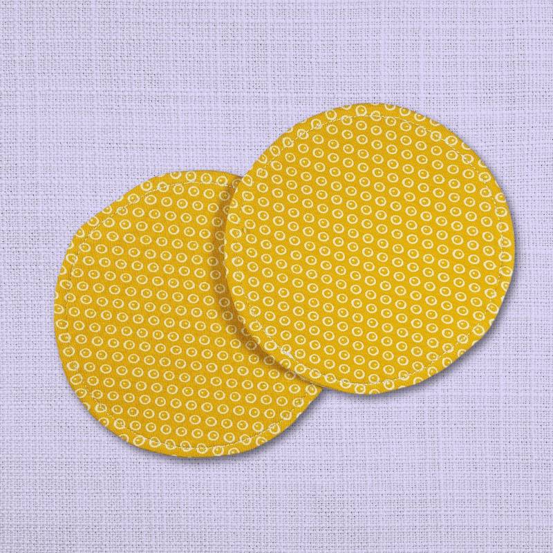Waschbare - Wiederverwendbare Stilleinlagen Stillpads Aus Bio Öko Baumwolle "Gelbe Kringel" von Etsy - Kristallnadel
