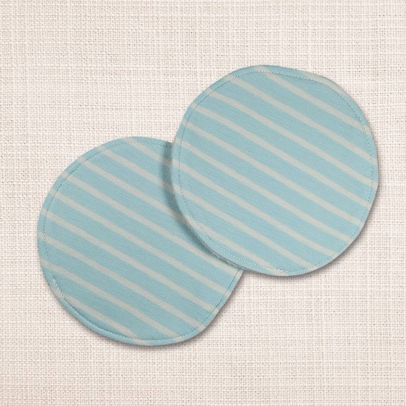 Waschbare - Wiederverwendbare Stilleinlagen Stillpads Aus Bio Öko Baumwolle "Hellblau Gestreift" von Etsy - Kristallnadel