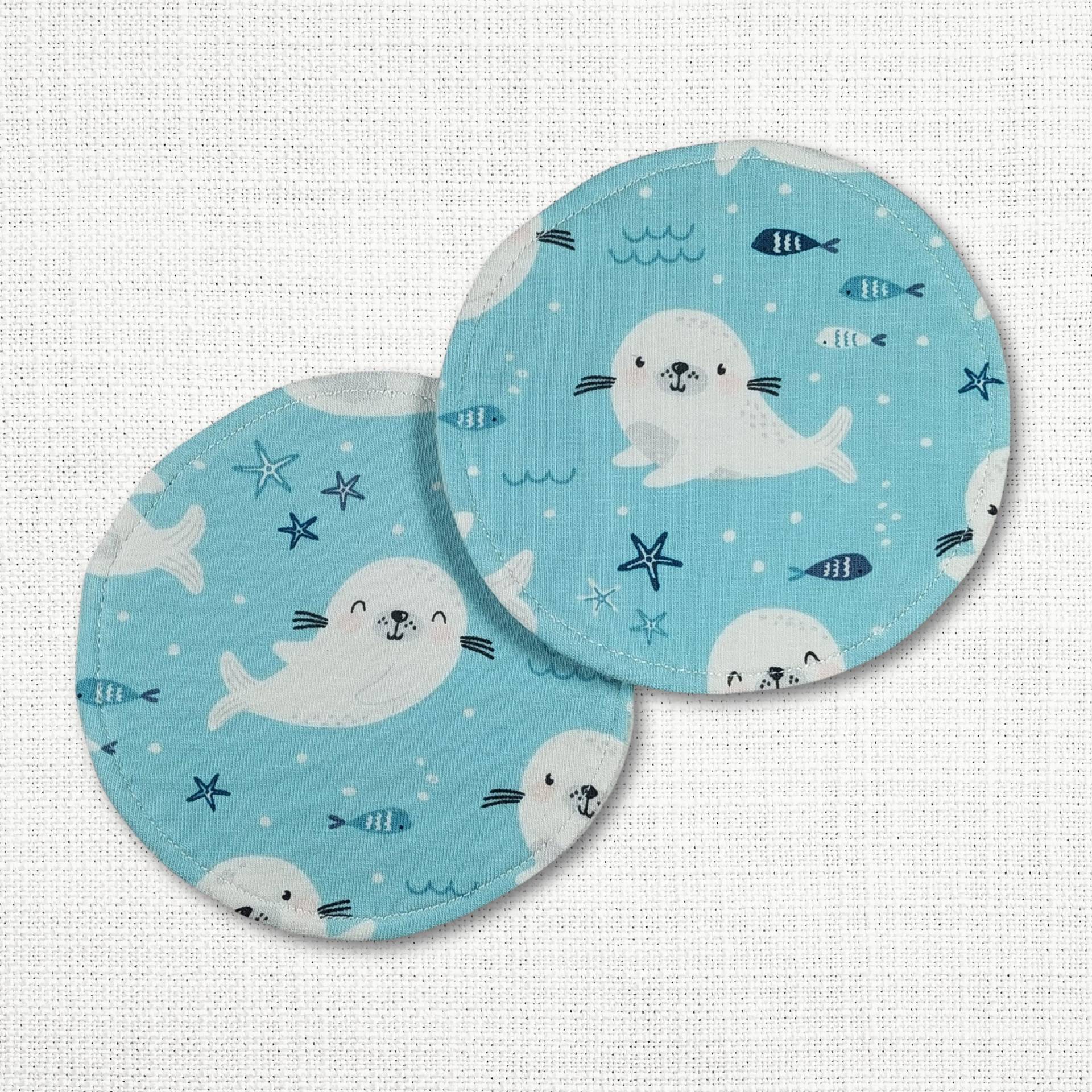 Waschbare - Wiederverwendbare Stilleinlagen Stillpads Aus Bio Öko Baumwolle "Robbe" von Etsy - Kristallnadel