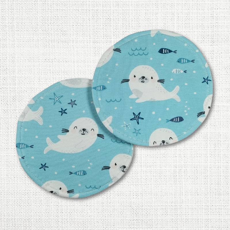 Waschbare - Wiederverwendbare Stilleinlagen Stillpads Aus Bio Öko Baumwolle "Robbe" von Etsy - Kristallnadel
