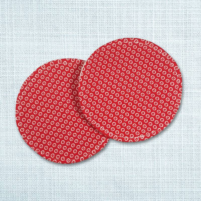 Waschbare - Wiederverwendbare Stilleinlagen Stillpads Aus Bio Öko Baumwolle "Rote Kringel" von Etsy - Kristallnadel