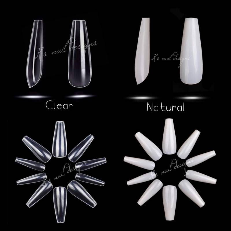 Lange Ballerina Tips 500 Pcs Clear & Natural C-Curved Nail Fake Nails von Etsy - KsNailDesigns