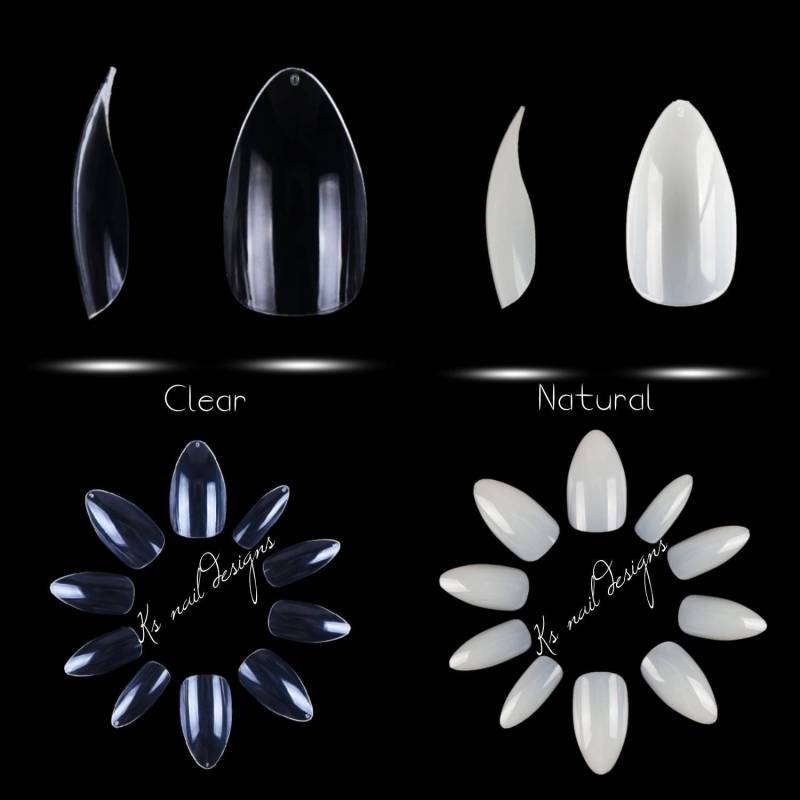stiletto Tips 500stk Klar Und Natürlich Kurze Press-On Nails Fake Nägel, Verwenden Sie Kleber Oder Nailart Klebstoff von Etsy - KsNailDesigns