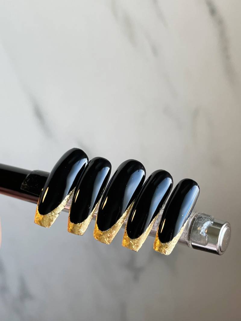 Press-On-Nägel Gold French von Etsy - KseniaNails