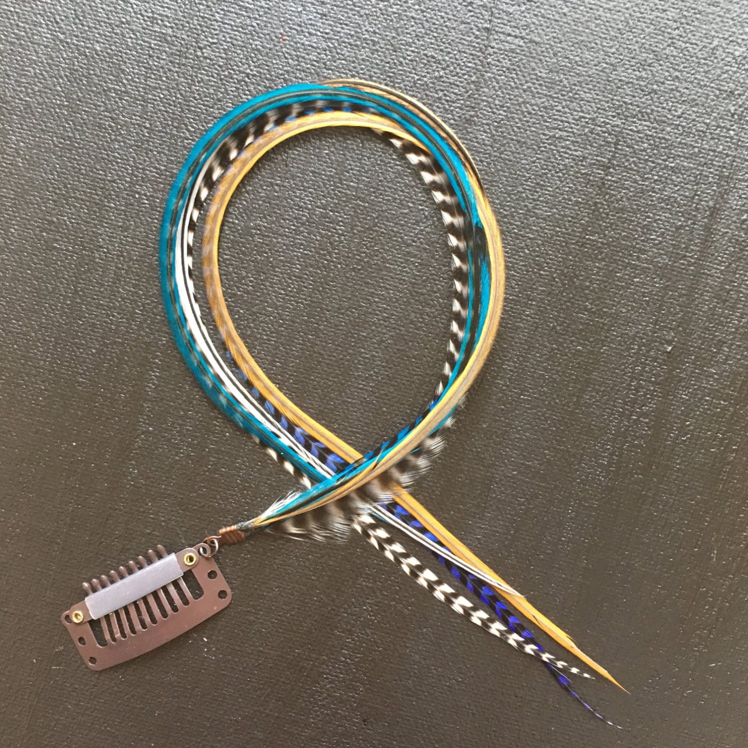 Blau Türkis Feder Haarclip Natürliche Grizzly-Federn von Etsy - KstarFeathers