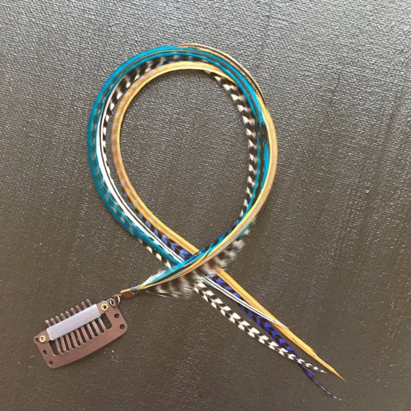 Blau Türkis Feder Haarclip Natürliche Grizzly-Federn von Etsy - KstarFeathers