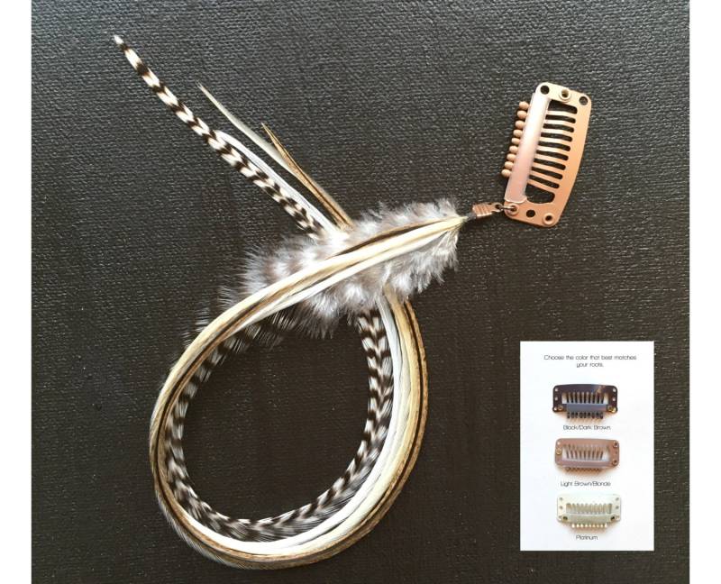 Grizzly Feder Haarspange Weiß, Creme & Golden von Etsy - KstarFeathers