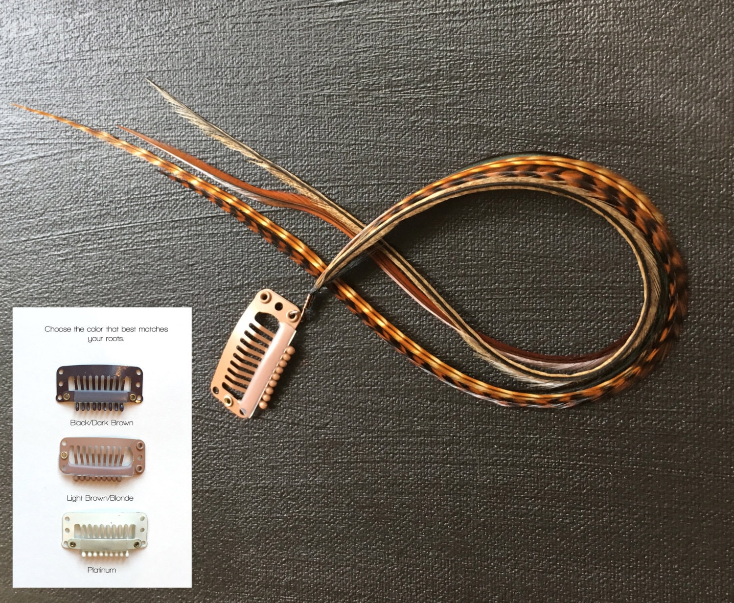 Natürliche Feder Haarspange Warmes Braun & Kupfer Natürliche Feder Haarspange Warmes Braun & Kupfer von Etsy - KstarFeathers