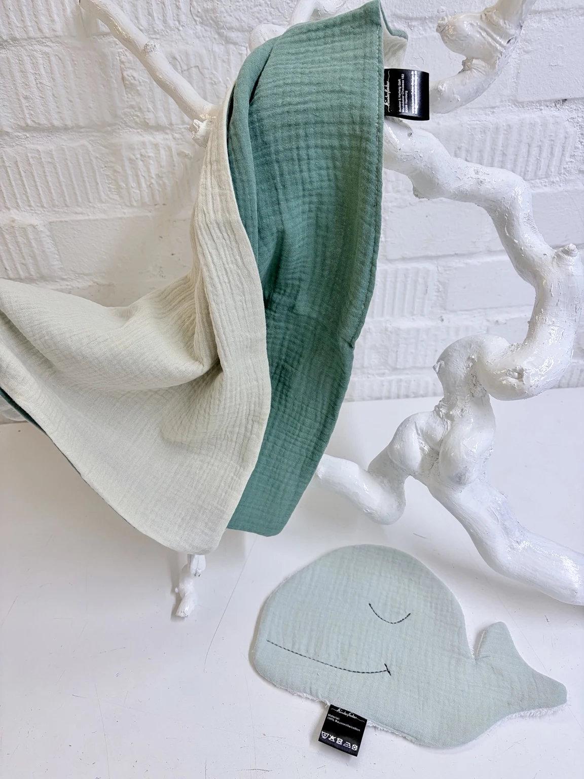 Musselintuch Baby Petrol Creme - Weiche Babydecke Aus Baumwolle, Spucktuch & Halstuch, Atmungsaktiv, Handgemacht in Hamburg von Etsy - KuestenfieberDesign