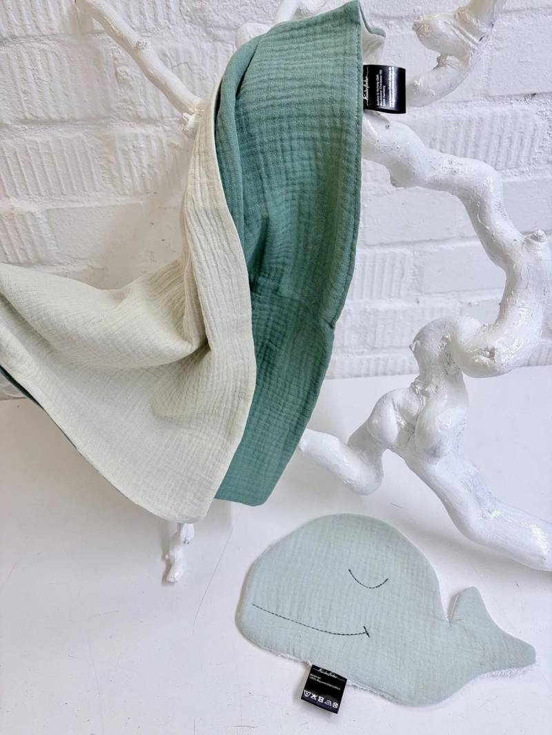 Musselintuch Baby Petrol Creme - Weiche Babydecke Aus Baumwolle, Spucktuch & Halstuch, Atmungsaktiv, Handgemacht in Hamburg von Etsy - KuestenfieberDesign