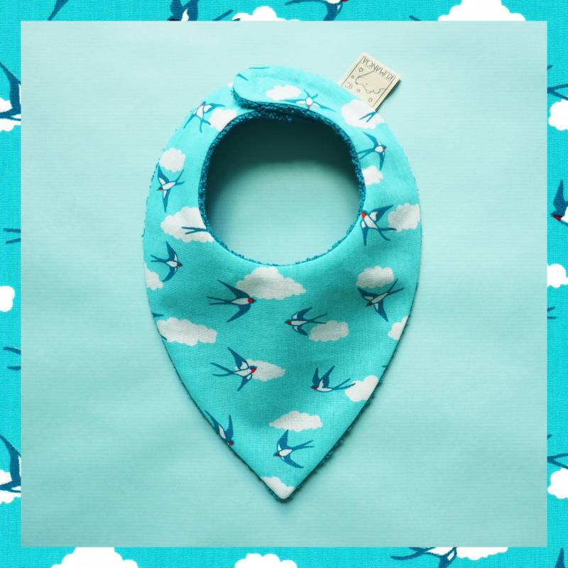 Schwalben-Bandana-Lätzchen, Türkis Oder Grau, Bandana-Lätzchen Mit Klettverschluss, Geburtsgeschenk von Etsy - Kumanoa