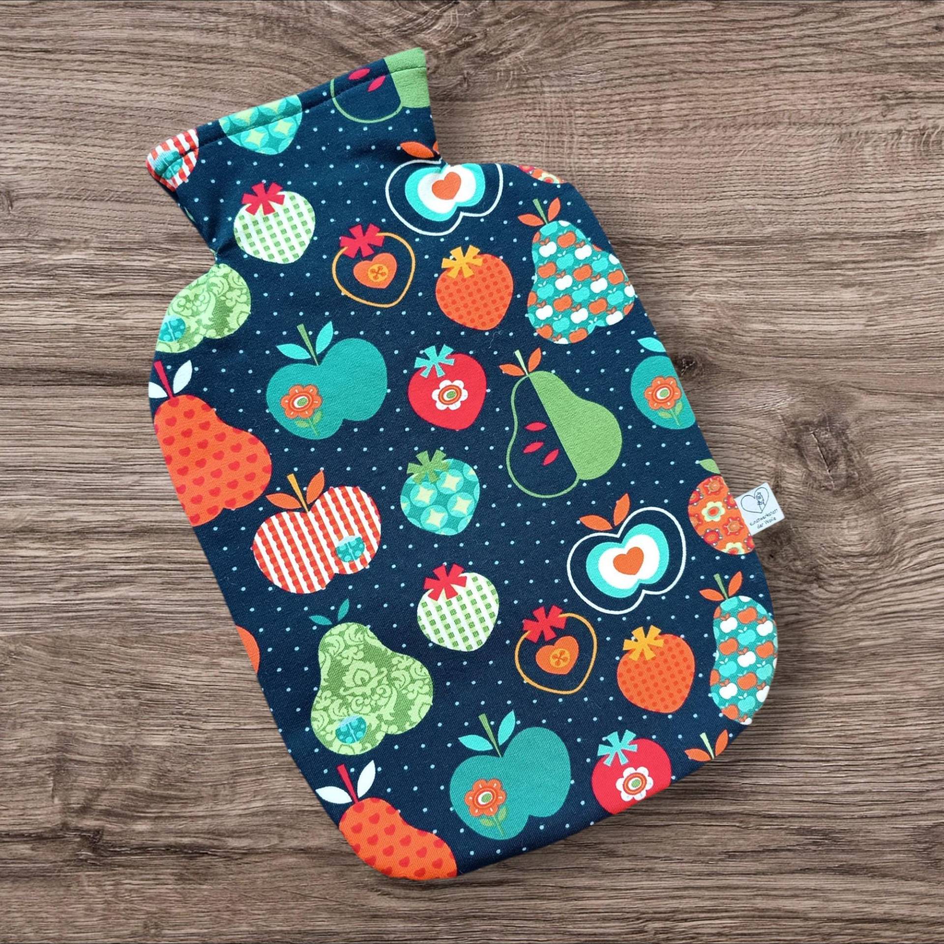 Wärmflasche Äpfel Birnen Blau Wärmflaschenbezug von Etsy - KunstwerkstattWolle