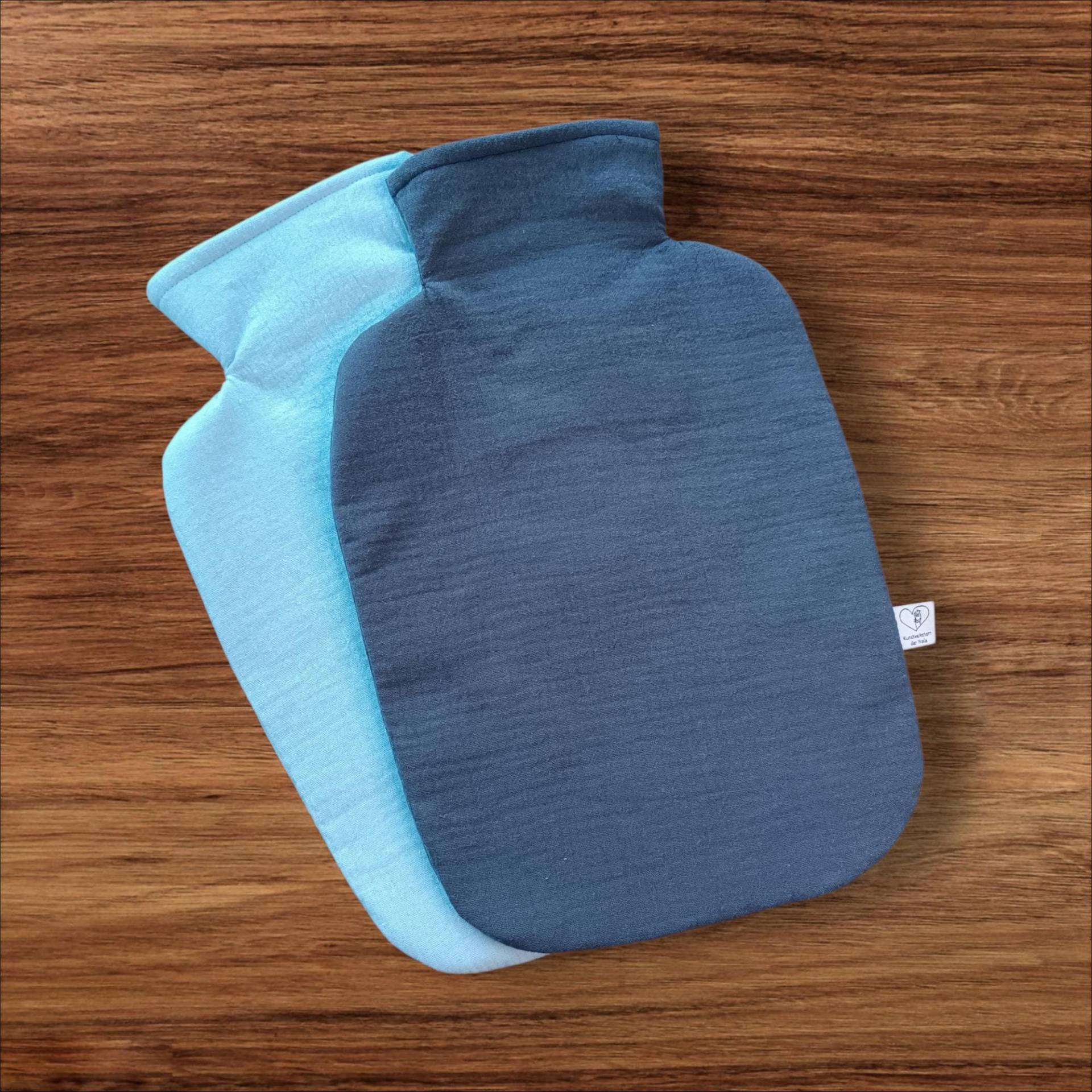 Wärmflasche Musselin Hellblau Dunkelblau Für 2L Wärmflaschenbezug von Etsy - KunstwerkstattWolle