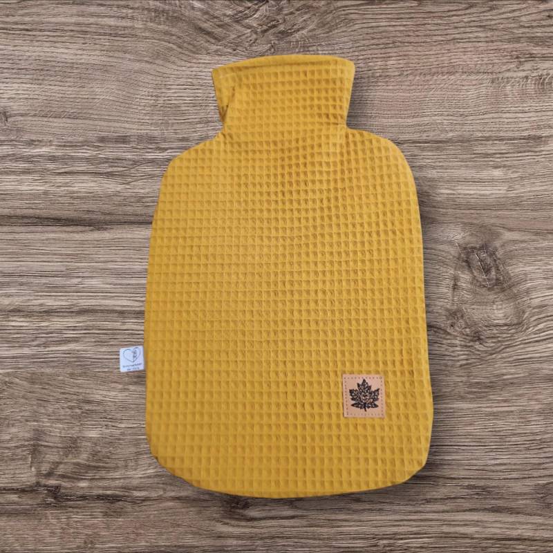 Wärmflaschenbezug Waffelpiquee Curry Senfgelb Wärmflasche Bezug von Etsy - KunstwerkstattWolle