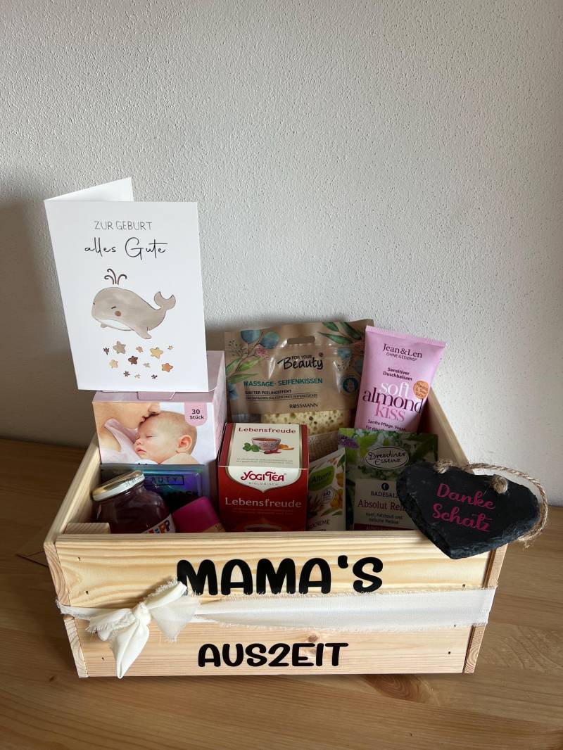 Wochenbett Geschenkbox Personalisiert Präsentkorb Für Mama & Baby Geschenk Zur Geburt Stillzeit Auszeit Deluxe Box von Etsy - Kunzkreativ