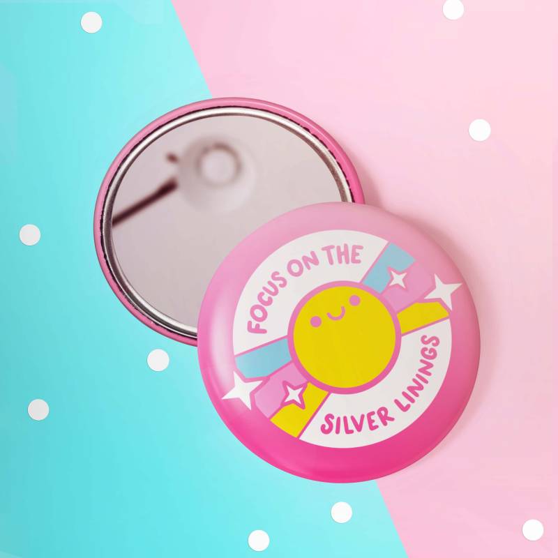 Fokus Auf Das Silberfutter - Positivität Affirmativ | Positive Affirmation 58mm Taschenspiegel Selbstpflege Geldbörse Spiegel von Etsy - KuriousKatieDesigns
