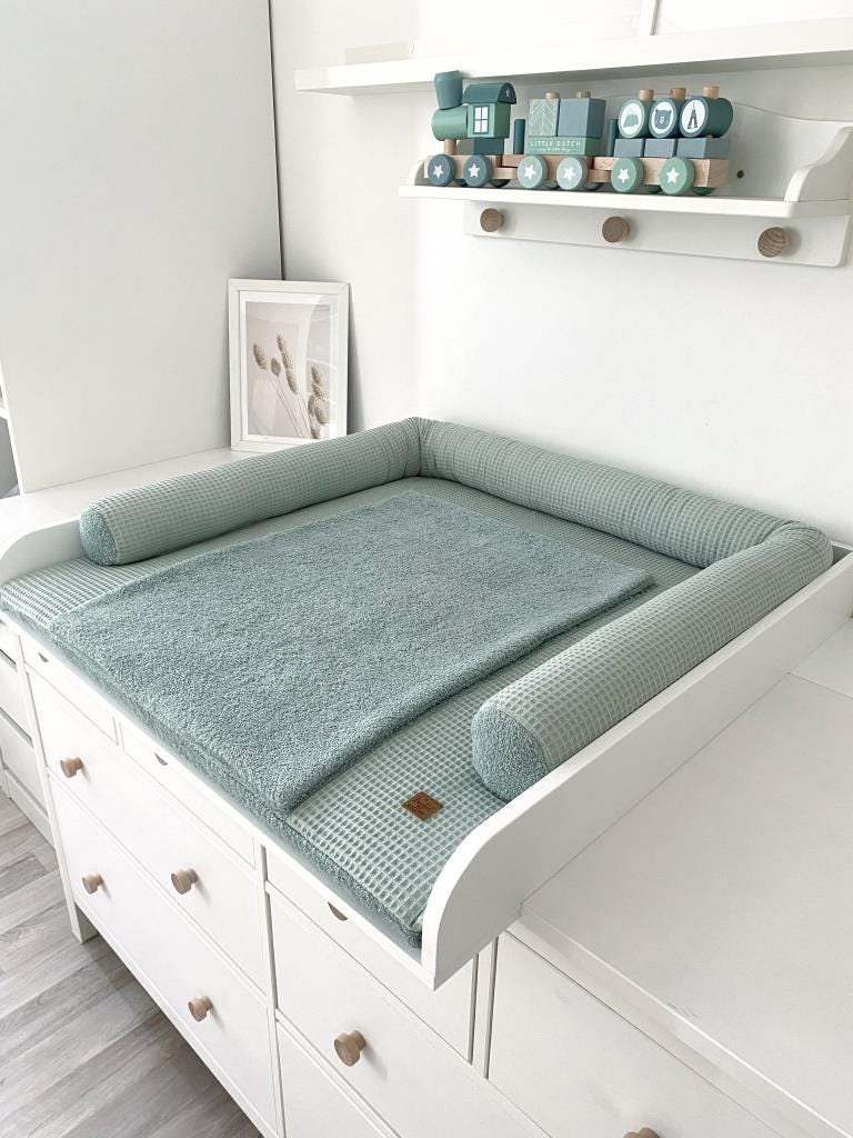 Wickelauflage Mit Wasserdichter Matratze Und Abnehmbaren Bezug Helles Altmint von Etsy - Kuschelwelten