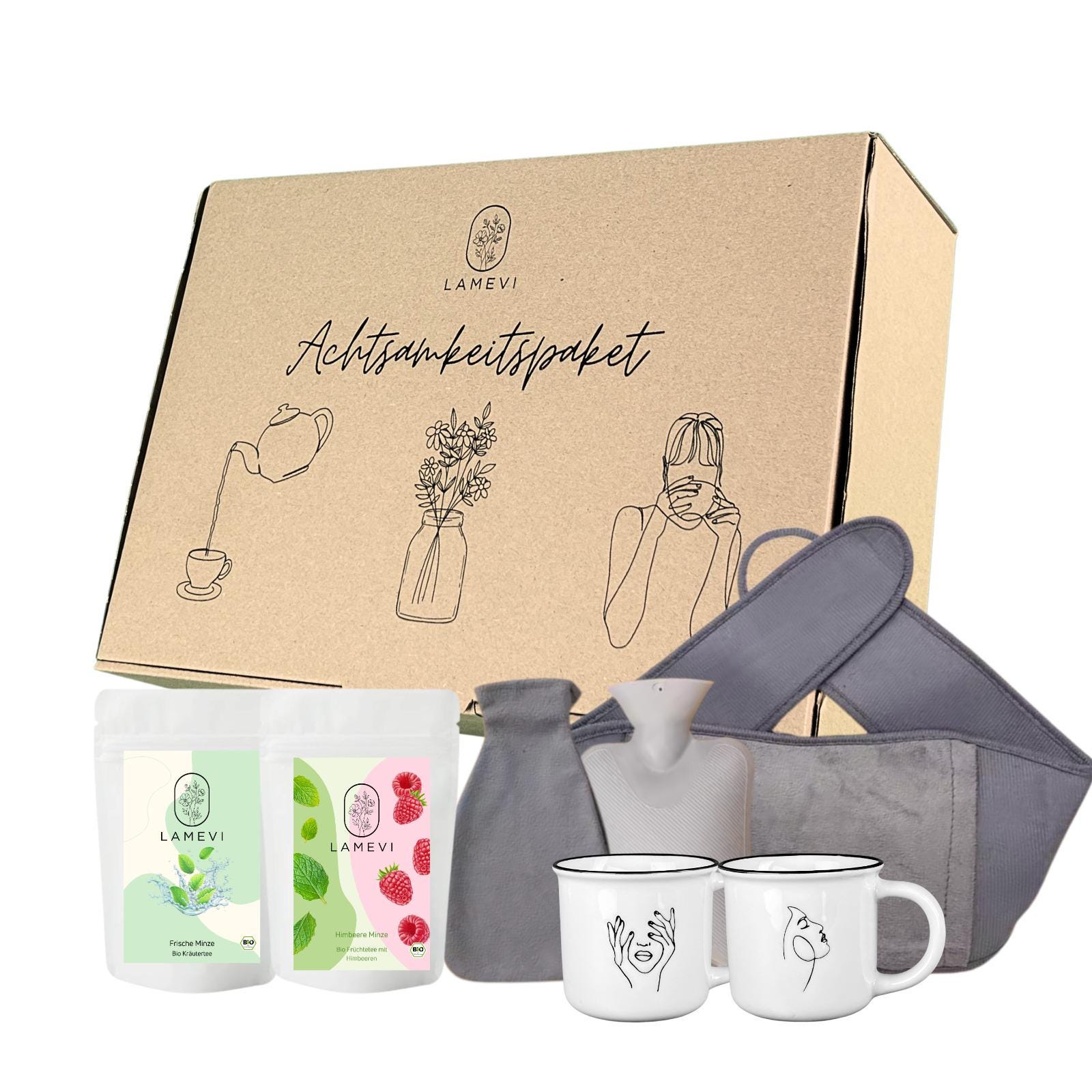 Achtsamkeit Geschenkbox - Bio Tee, Wärmflasche Mit Gürtel, Tasse Motiv Ca. 200Ml Für Entspannung U. Wohlbefinden, Geschenk Sie Achtsamkeit Geschenkbox - Bio Tee, Wärmflasche Mit Gürtel, Tasse Motiv Ca. 200Ml Für Entspannung U. Wohlbefinden, Geschenk Sie von Etsy - LAMEVI