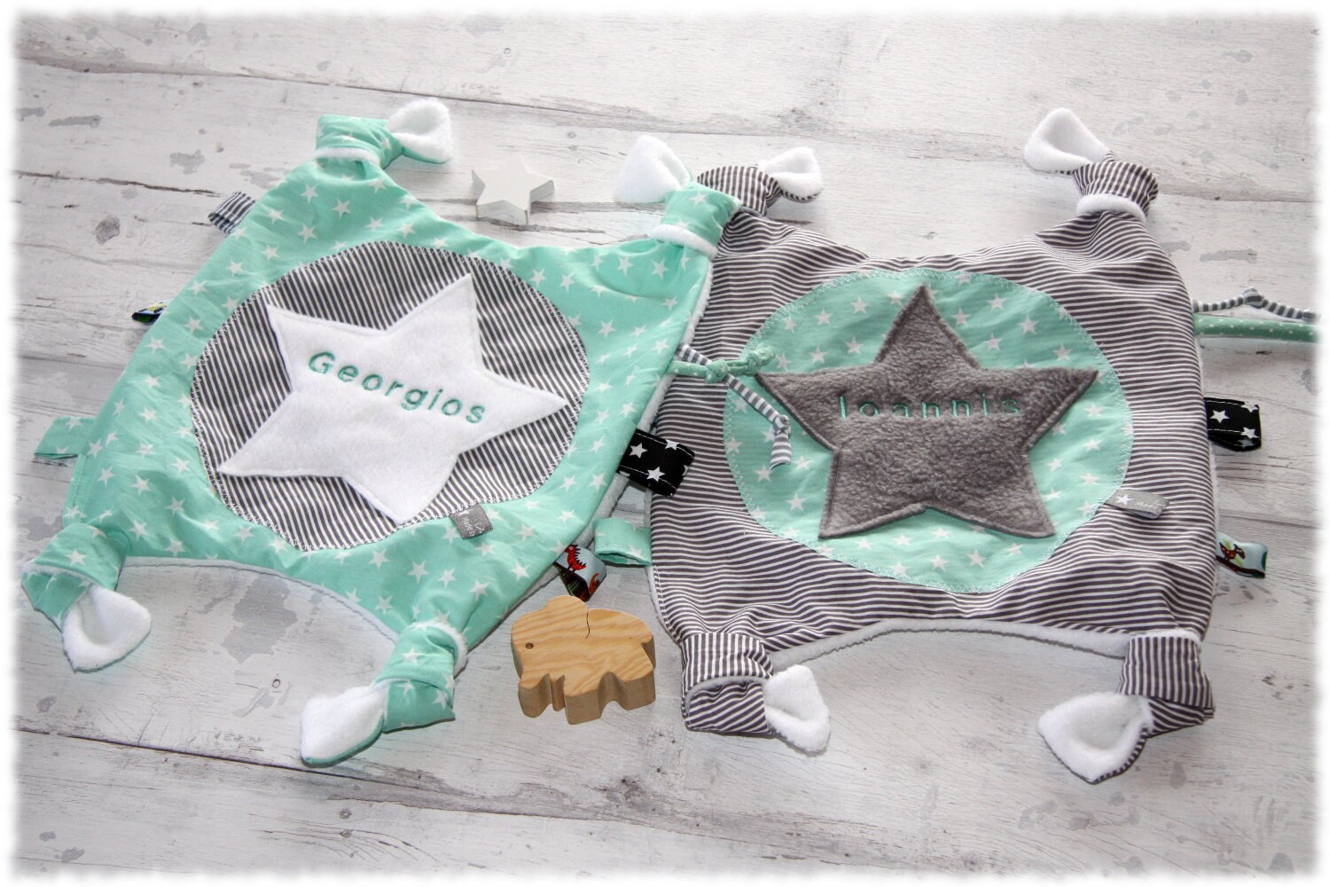Personalisiertes Knistertuch Handgenäht, Personalisiert Baby Geschenk, Schmusetuch Mit Namen Im Stern, Laviosar von Etsy - LAVIOSAR