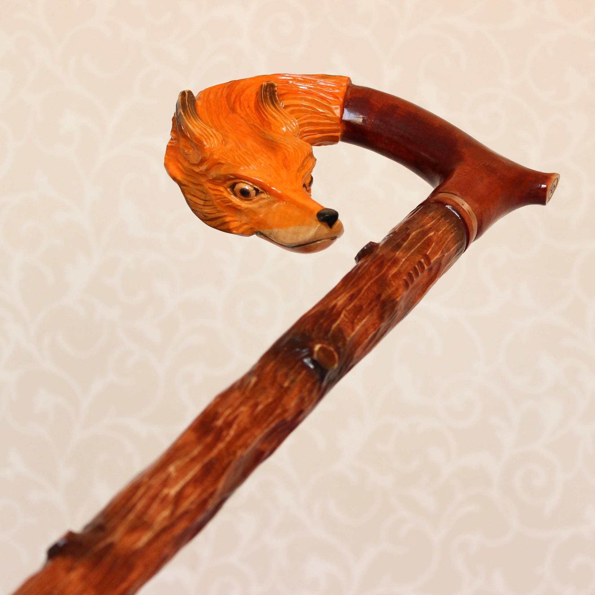 Fuchs Geschnitzter Stock Gehstock Handgeschnitzt Griff Und Schaft Ast Wanderstock Holzstock Geschenk Geschnitzt Canes Walking Sticks von Etsy - LEMWoodDesign