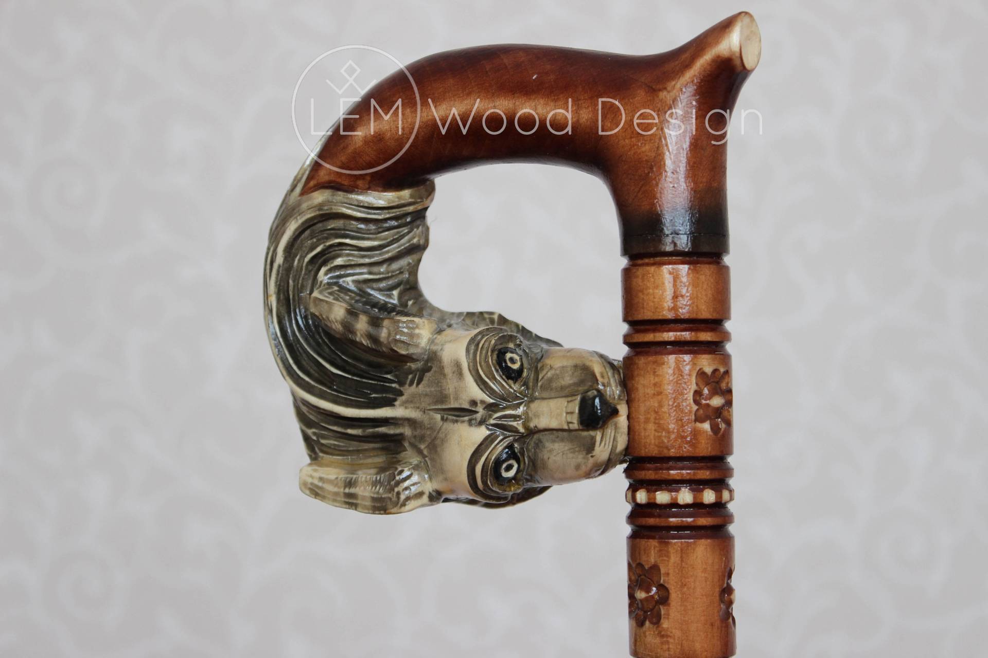 Gehstock Wolf Geschnitzter Griff Holzstock Wanderstock Handgemachte Gehstöcke Stock von Etsy - LEMWoodDesign