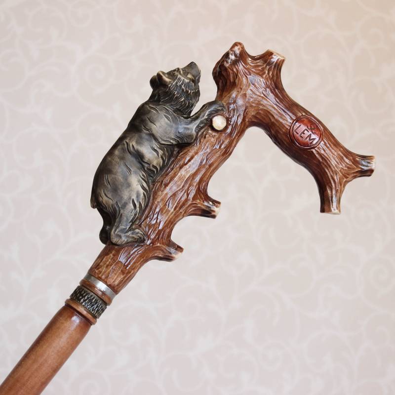 Hand Geschnitzte Bären Gehstock - Handgemachte Holzwanderstock von Etsy - LEMWoodDesign