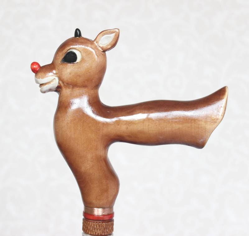 Handgeschnitzte Rudolph Gehstock Weihnachtswanderstock von Etsy - LEMWoodDesign
