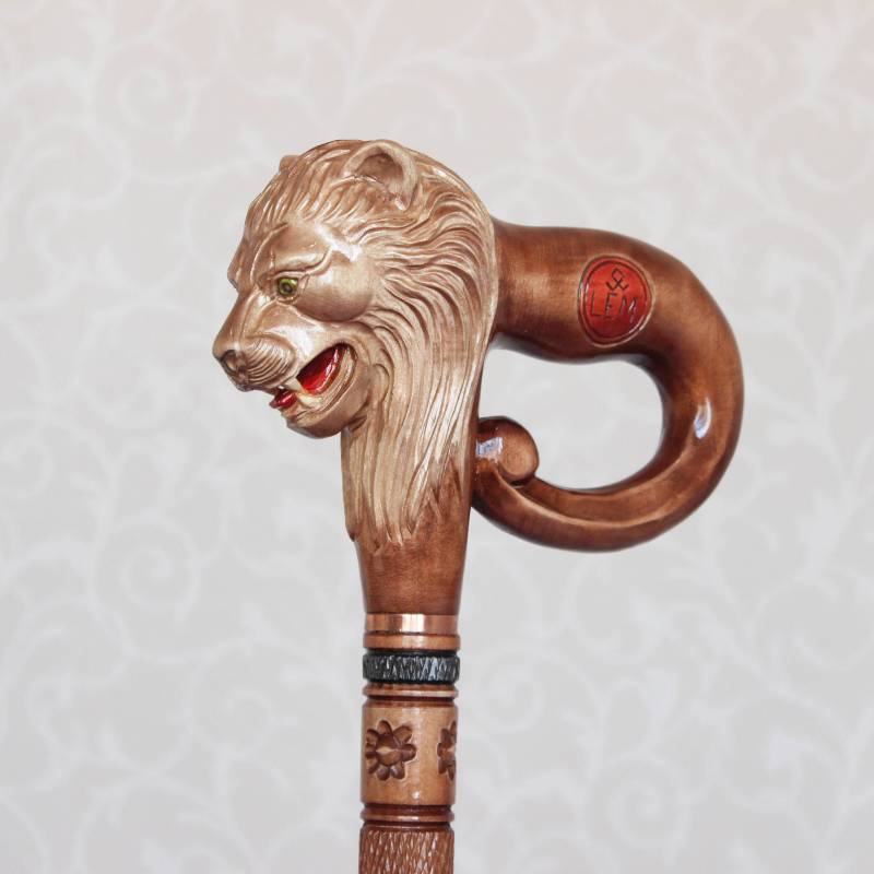 Hand Geschnitzter Löwe Wanderstock Eleganter Wanderstock Aus Holz von Etsy - LEMWoodDesign