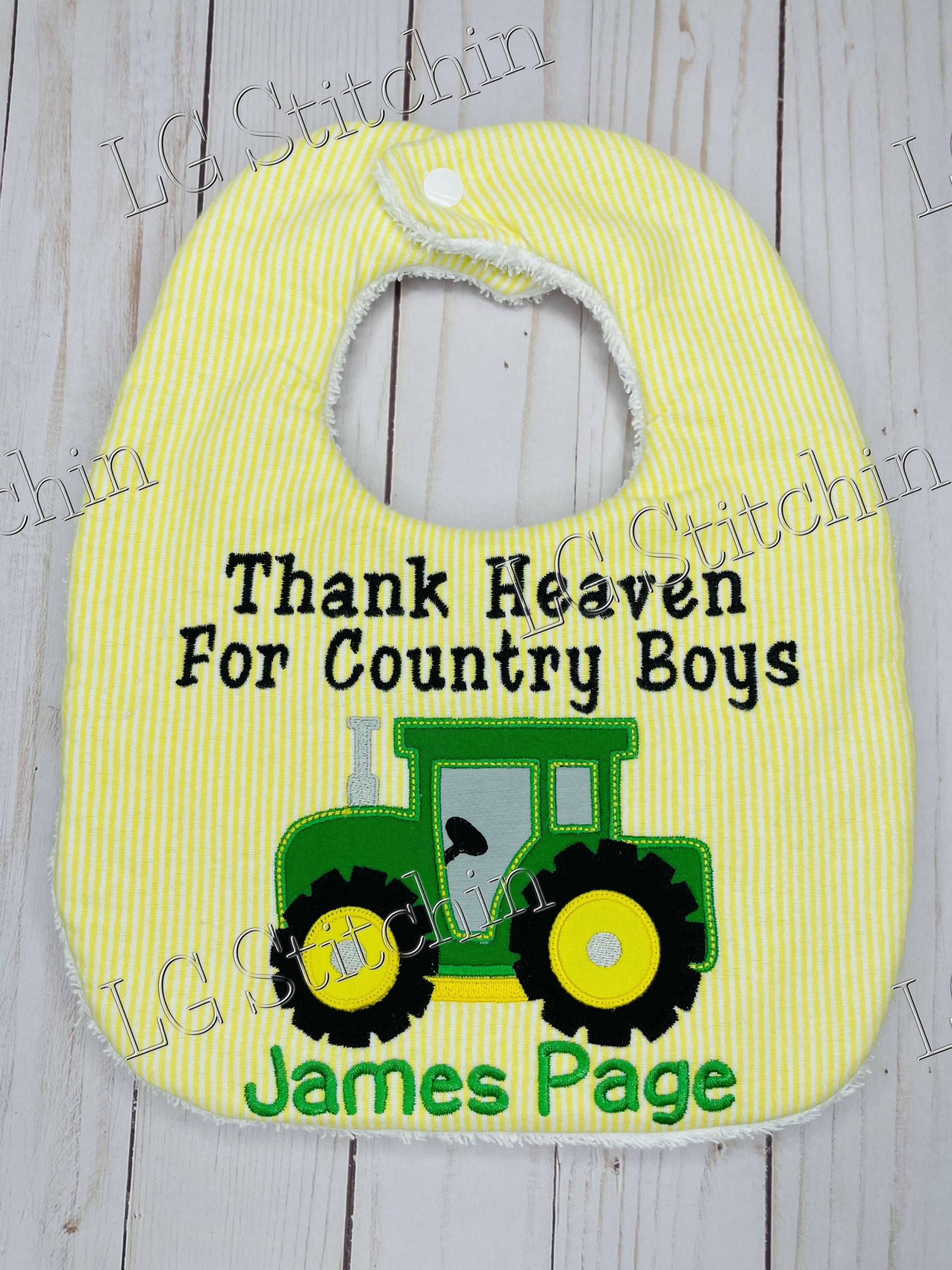 Traktor Lätzchen Applikation Gelb Danke Himmel Dusche Geschenk Junge Baby Personalisierte Sende von Etsy - LGStitchin