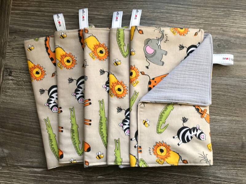 Dschungel Tiere Grau Spucktuch Schulter Dribbeln Lätzchen 100% Weiche Musselin Baumwolle von Etsy - LISAsKNITWEAR
