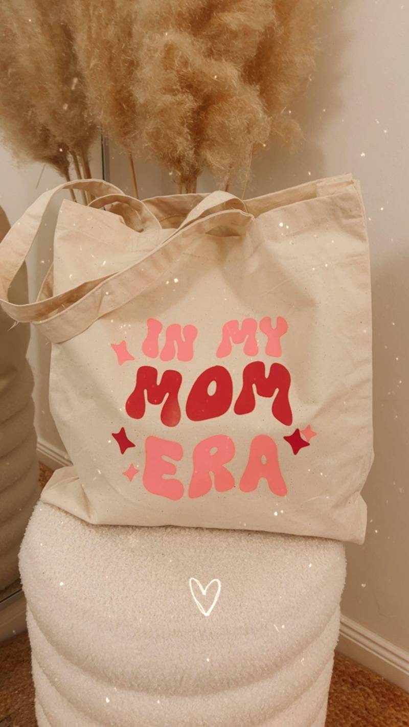 Jute Shopper "Mom Era" | Rosa/Blau von Etsy - LIVYschmuckstueck