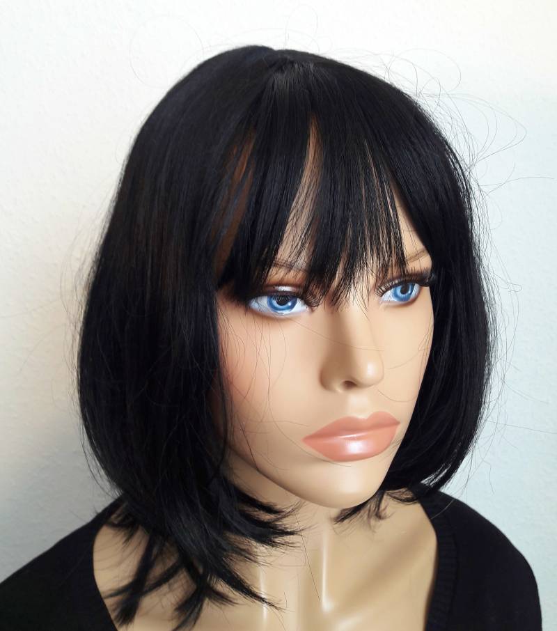 Damen Perücke Schultern Lang Frisur Tief Schwarz Für Chemo Alopezie Statt Mütze Damen Perücke Schultern Lang Frisur Tief Schwarz Für Chemo Alopezie Statt Mütze von Etsy - LUXEKOPF