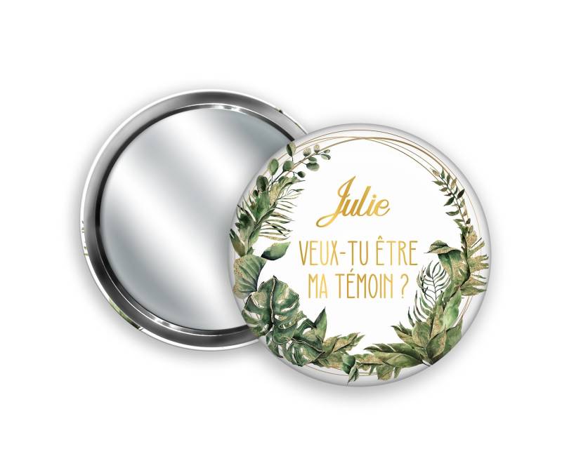 Personalisierter Taschenspiegel, Monstera + Geschenktüte von Etsy - LaFabrik34