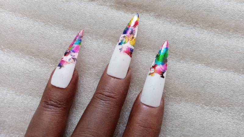 Lange Nägel Gefälschte Metallisierte Regenbogen Drag Queen Halloween von Etsy - LaSoffittaDiSte