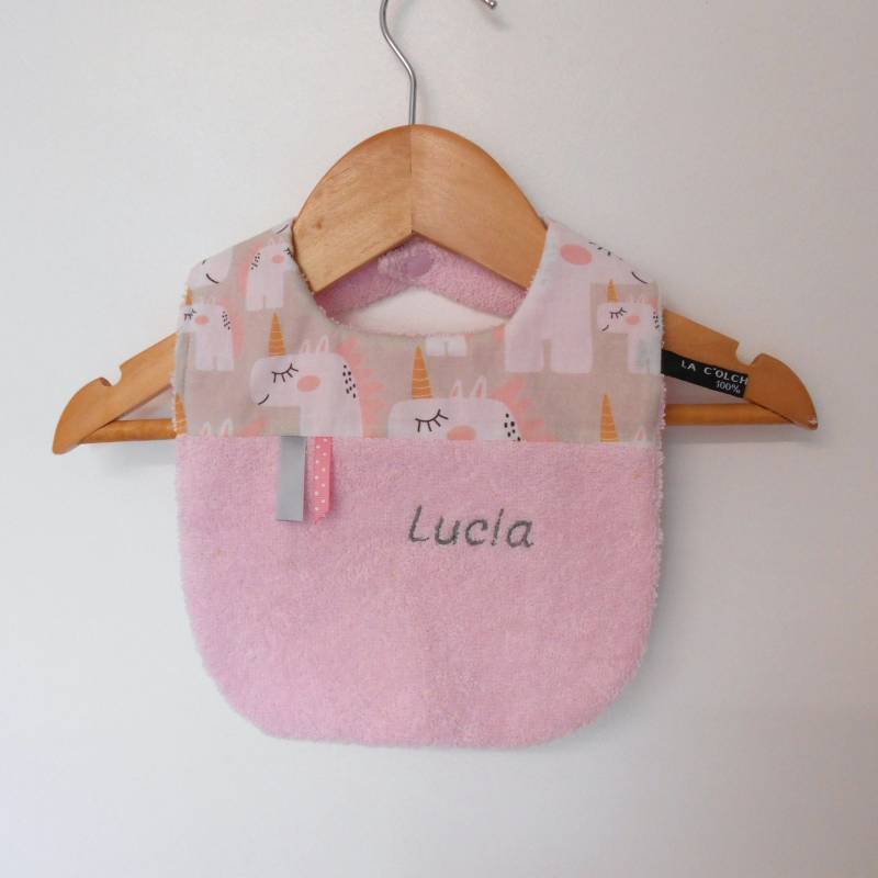 Personalisiertes Und Reversibles Geburtslätzchen, Rosa Einhorn Oder Grüner Panda, Geschenkgeburt Mädchen, Junge, Taufe, Lätzchen Mit Vornamen von Etsy - Lacolchicfabric