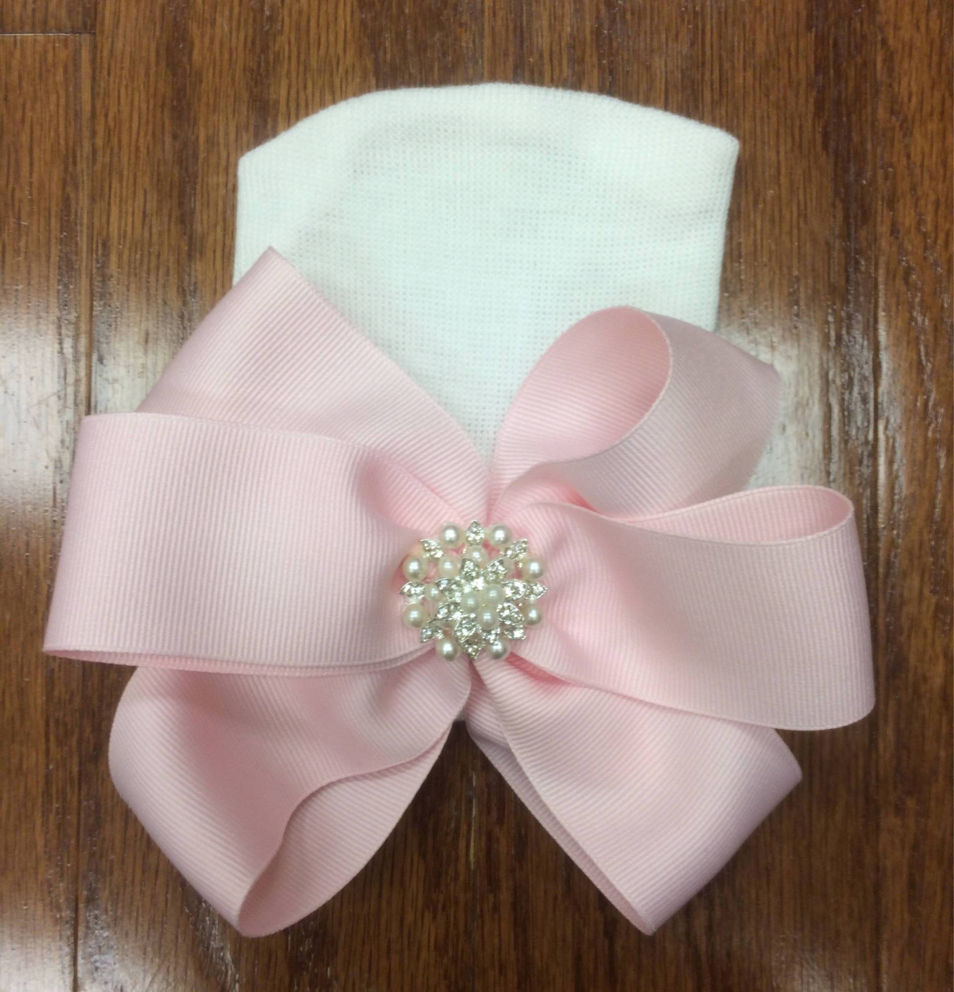 Pink Pearl Triple Schleife Krankenhaus Beanie von Etsy - LadybugsKissBoutique