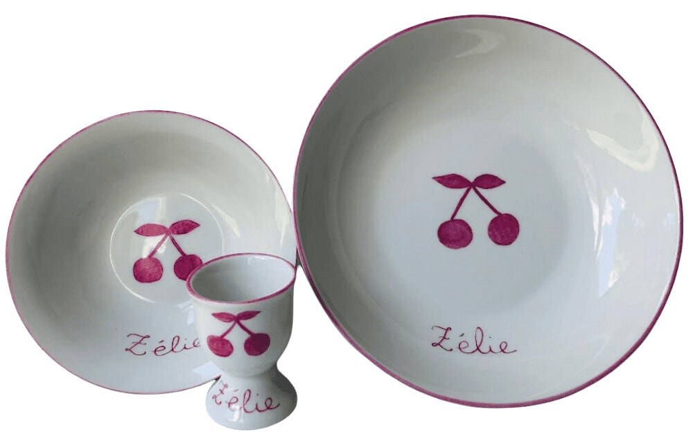 Cerises-Geburts - Oder Taufgeschirr-Set, 3-Teilig von Etsy - LaetitiaSocirat