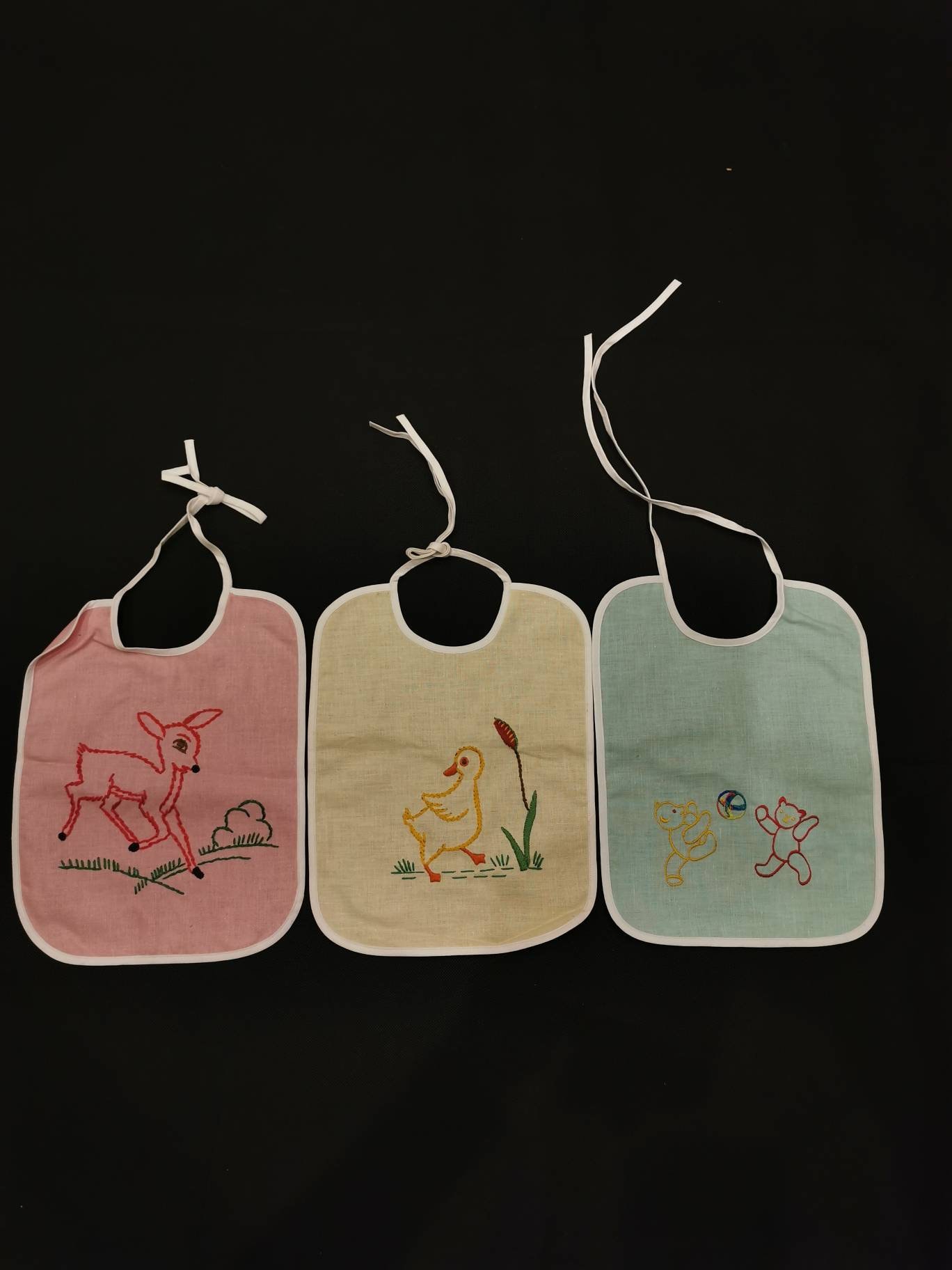 3 Teiliges Baby Baumwolle Bestickt Lätzchen Babylatz Taufe Latz Handarbeit Pastell von Etsy - Landmum