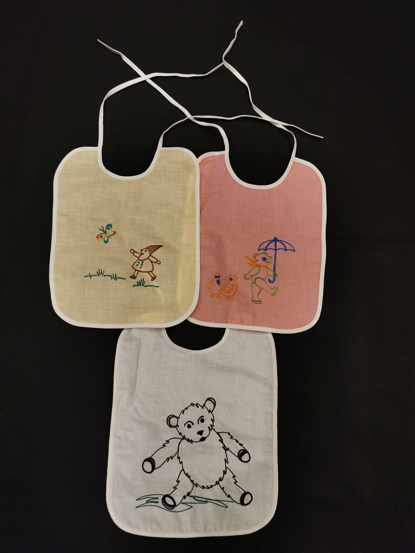 3 Teiliges Baby Baumwolle Bestickt Lätzchen Babylatz Taufe Latz Handarbeit Pastell von Etsy - Landmum